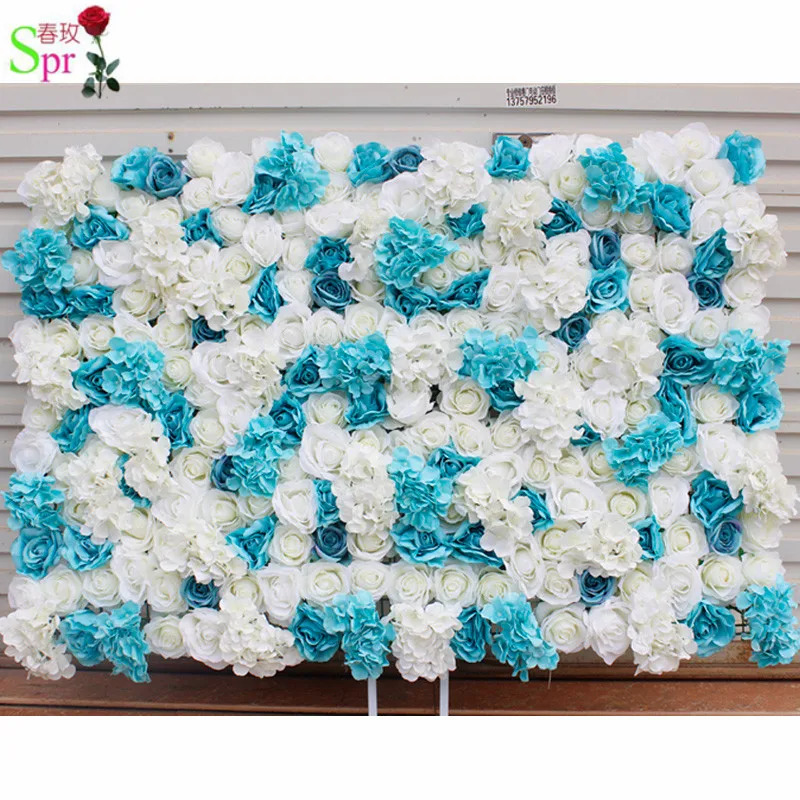 

SPR tiffany blue and white artificial flower silk rose wedding event backdrop flower wall decorative floral, Mix color