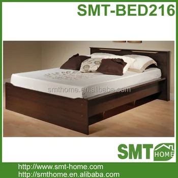 Latest Walnut Melmine Flat Pack Wood Super King Size Double Bed