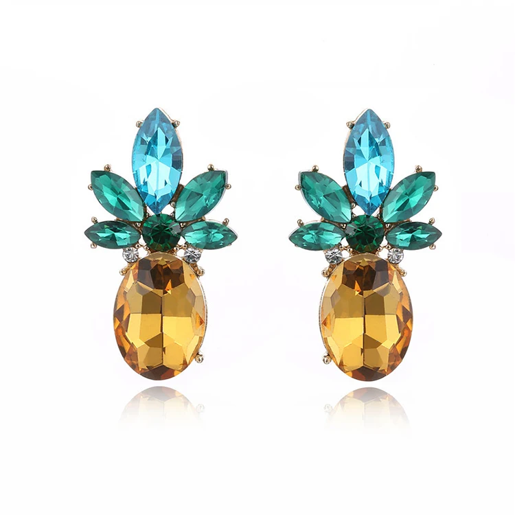 

New Design Handmade Jewelry Pineapple Shape Zircon Earrings for women, Custom color