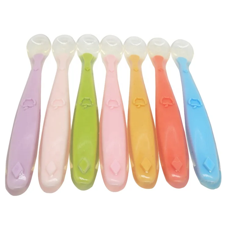 

FDA LFGB Baby Silicone Spoon, Soft Baby Training Spoon Baby Feeding Spoon, Stock color or custom pantone color
