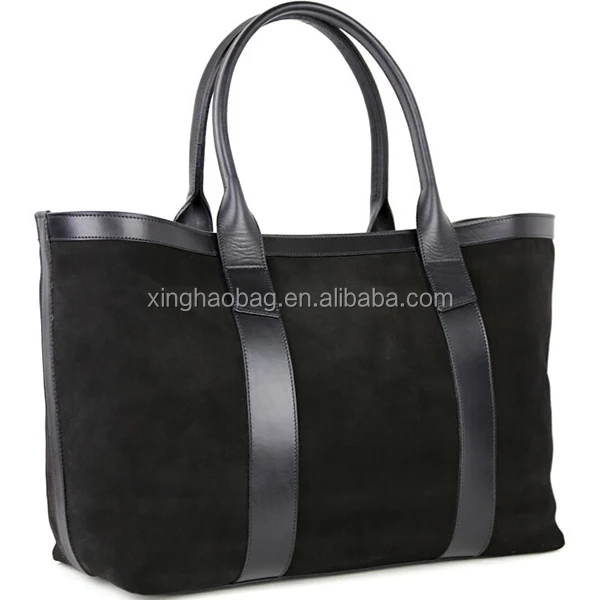 Black Suede tote Bag leather women handbag
