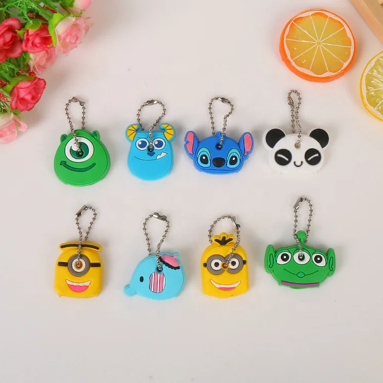 Phim hoạt hình anime dễ thương key cap panda Minions keychain pvc keychain cho phụ nữ món quà