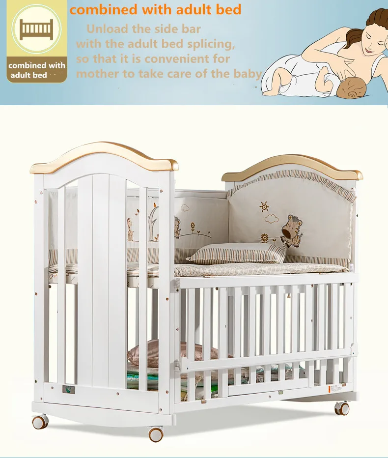 Multifunctional Solid Wood Pine Made Alone Cribs Baby Cribs For