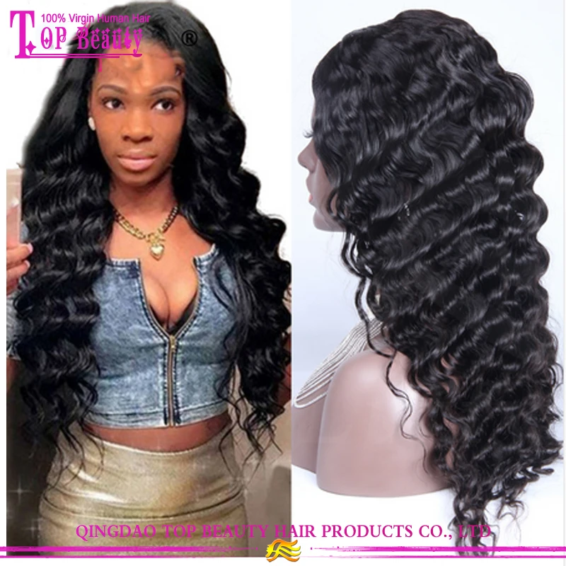 

Most natural hairline deep wave full lace wig new design deep wave peruvian wig natural hairline full lace wig, N/a