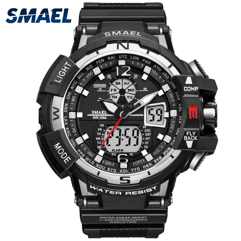 

SMAEL 1376 Luxury Sport Watch Men LED Analog Digital Watch Swim Waterproof Army Military Watches Men's digital Quartz Wristwatch