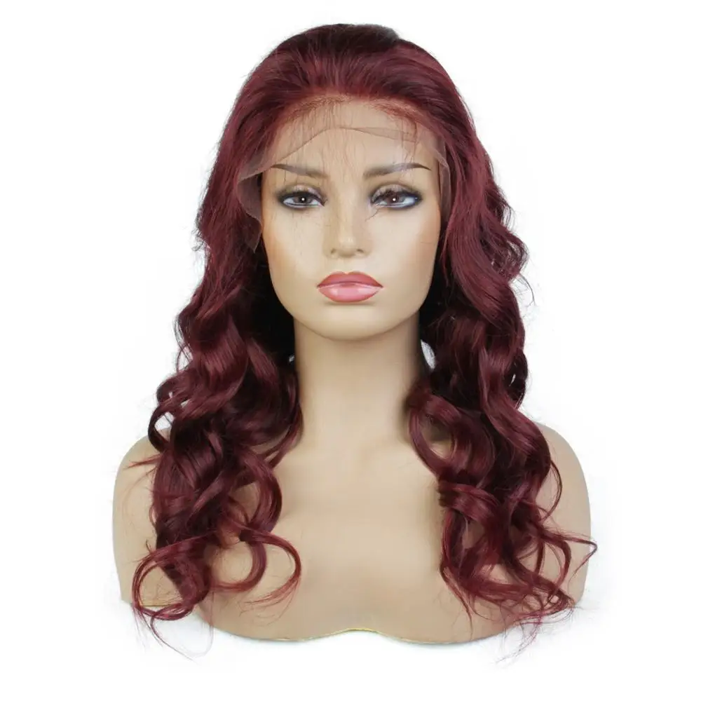 

Overnight Delivery Burgundy Colored Lace Wigs Human Hair Natural Hairline Loose Wace Wigs Full Lace