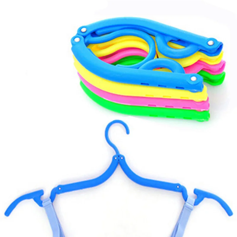 

Folding Plastic Hangers With Hooks For Clothes Towel Organizer Laundry Hanger Rack Travel Outdoor And Home Wardrobe Storage Rack, Green, pink, yellow, blue, purple, red
