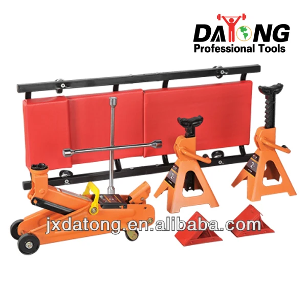 
COMBINATION KIT Hydraulic Trolley Jack and jack stands and wheel chock and chrome cross wrench 