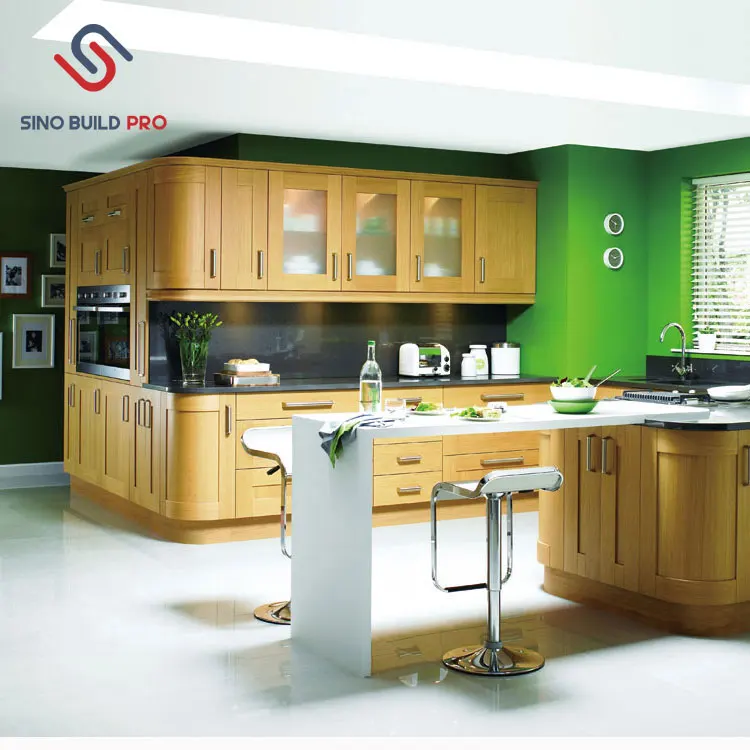 
Country side style oak wood modular kitchen cabinet 