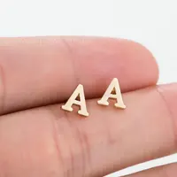 

Wholesale minimalist jewelry initial letter smooth stainless steel earrings