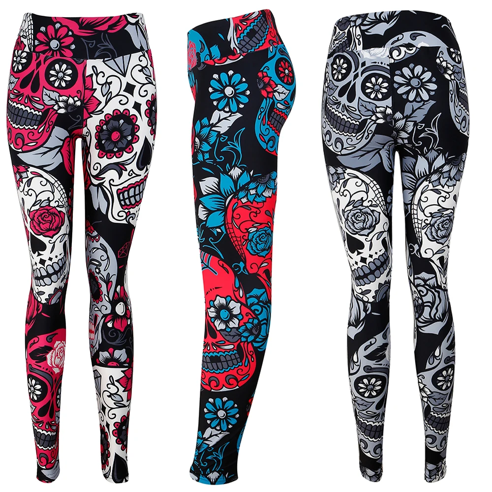 
2020 new design 92/8 digital printed yoga waist buttery soft soft skull tights leggings for women  (60725676396)