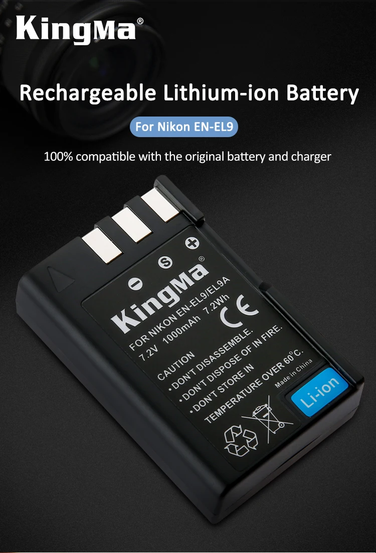 3x INTENSILO Batería 1000mAh Para Nikon D3000/D5000/EN-EL9/EN-EL9a
