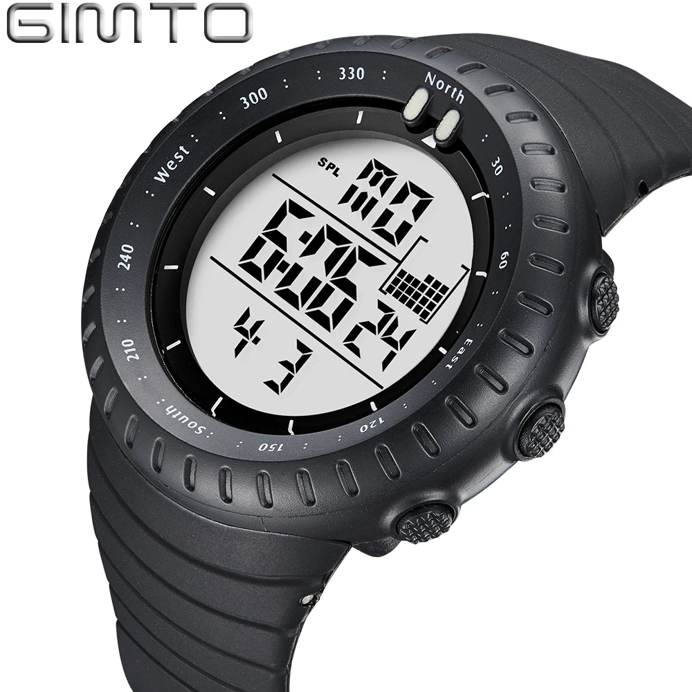 

GIMTO GM302 LED Military Watch Men Outdoor Electronics Wristwatches 50M Waterproof Sport Digital Watch Relogio Masculino, 2 color for you choose