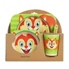 5pcs/set kids children animal bamboo fiber dinnerware tableware feeding set