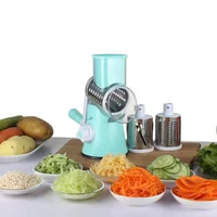 

Ourok manual round multi vegetable cutter onion carrot potato slicer nut cheese grater with 3 round stainless steel blades