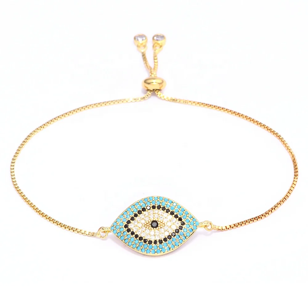 High Quality Micro Paved Zirconia Devil Eye Charm Women Chains Bracelet for anniversary gift
