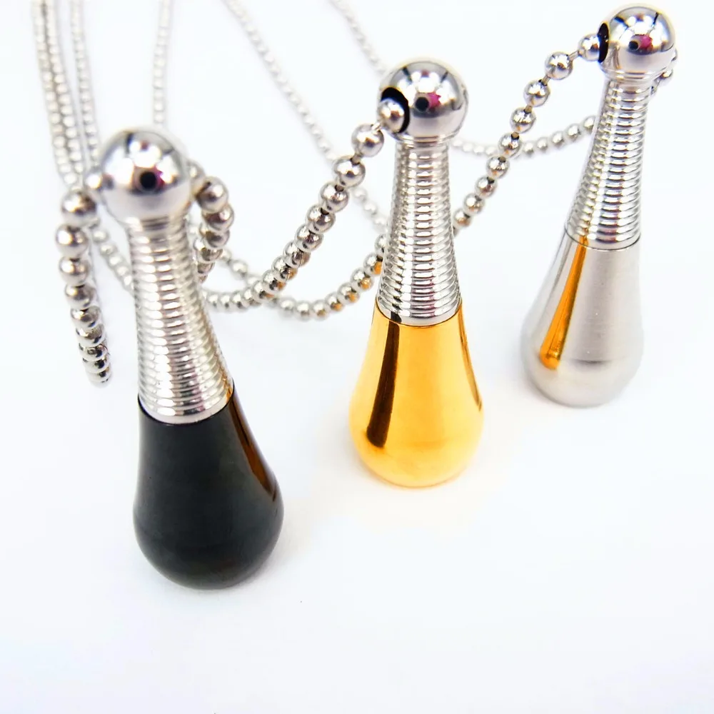

Hot Sale Stainless Steel Gold Perfume Bottle Pendant Keepsale Memorial Cremation Urn Pendant Necklace,Ashes Urn Necklace Pendant, N/a