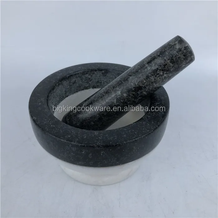 Antique Mortar and Pestle White Marble Molcajete Spice Grinder Grinding Bowl