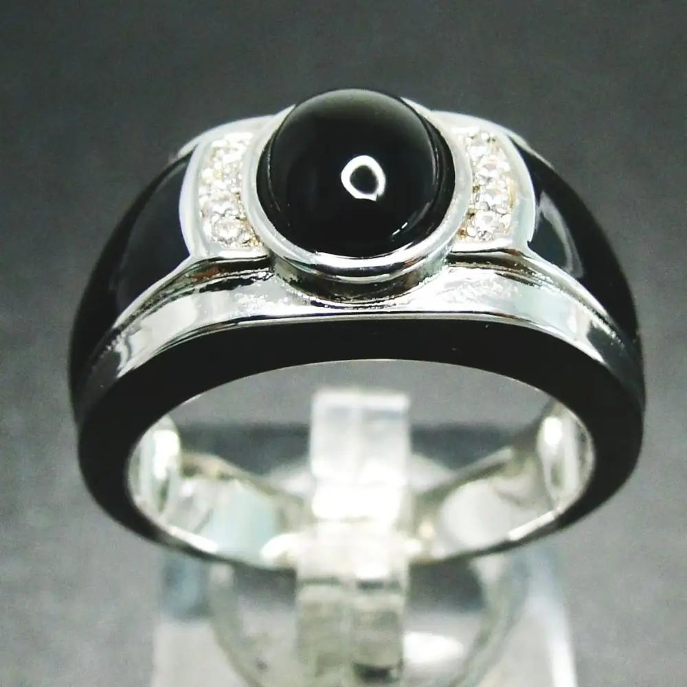 

Vintage 925 Sterling Silver Onyx Engagement Ring Silver Handmade Jewelry, Black