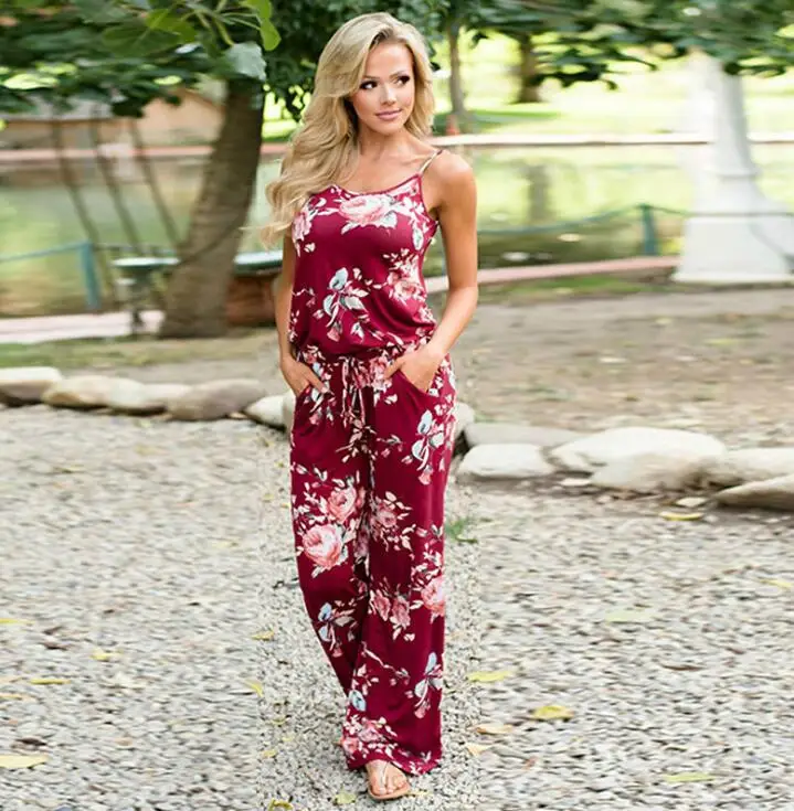 red flowery jumpsuit