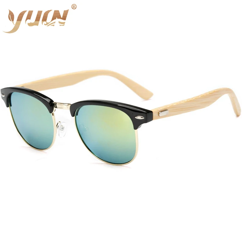 

Hot sale classic bamboo sun glasses semi- rimless frame bamboo temples custom logo sunglasses wholesale, Custom colors