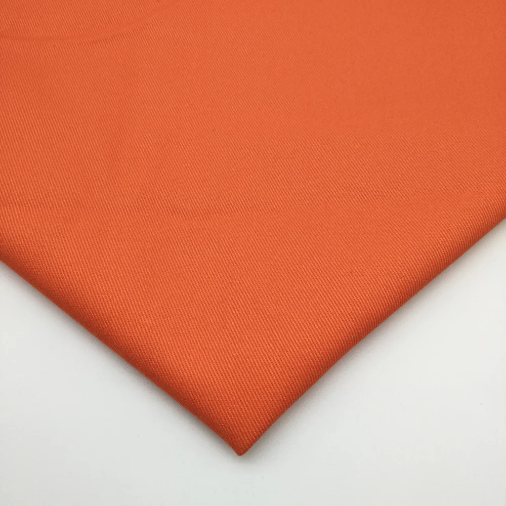 100 纯棉斜纹织物制造商染色橙色工作服面料