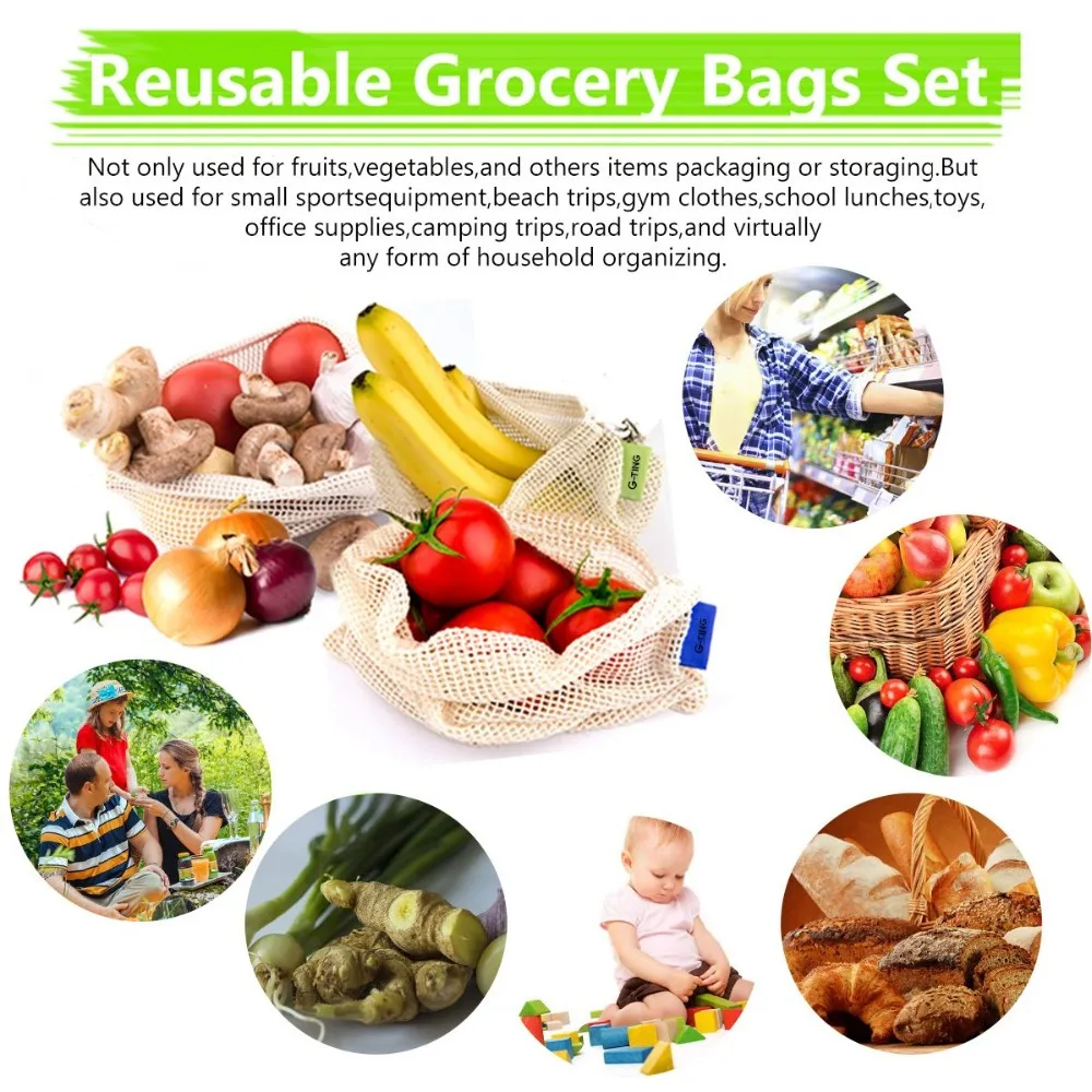 Simple Ecology Reusable Organic Cotton Mesh Bags,Grocery Shopping