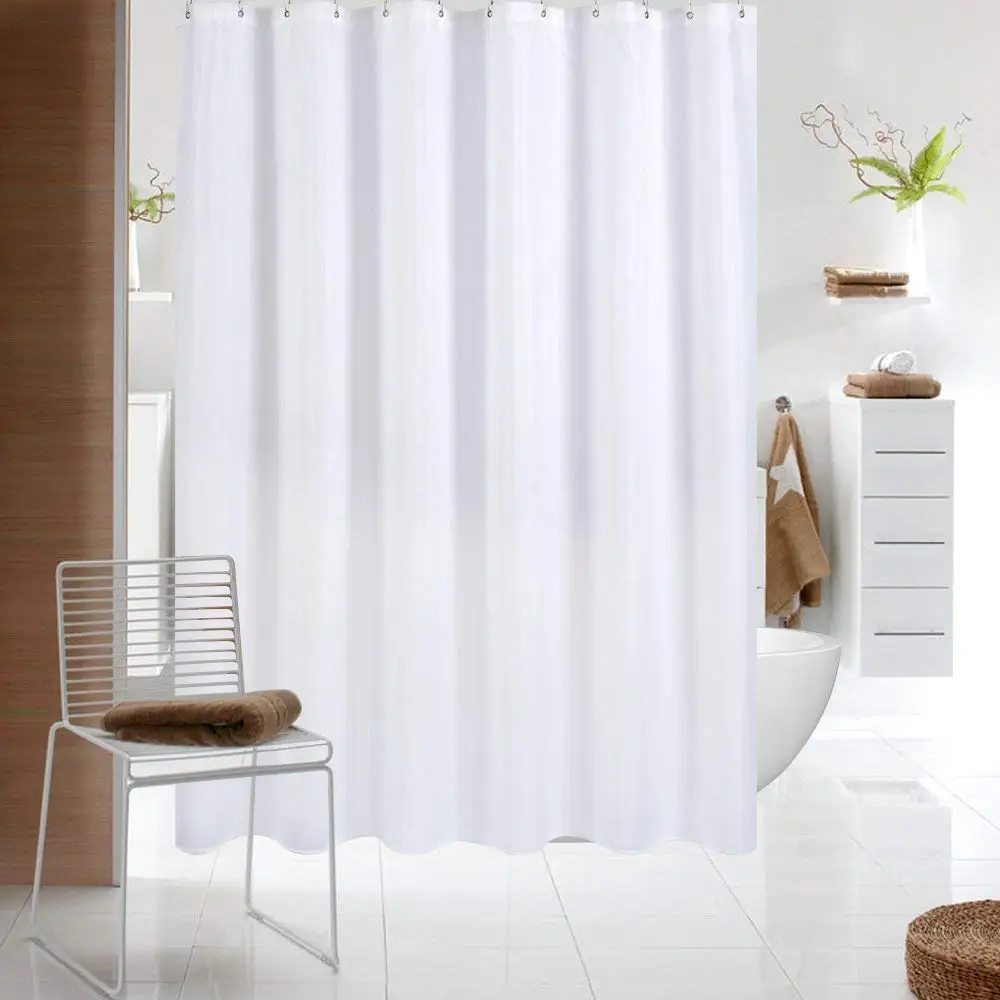 

QJMAX Hotel Quality Mildew Resistant Waterproof/Water-Repellent & Antibacterial White Fabric Shower Curtain, Customized