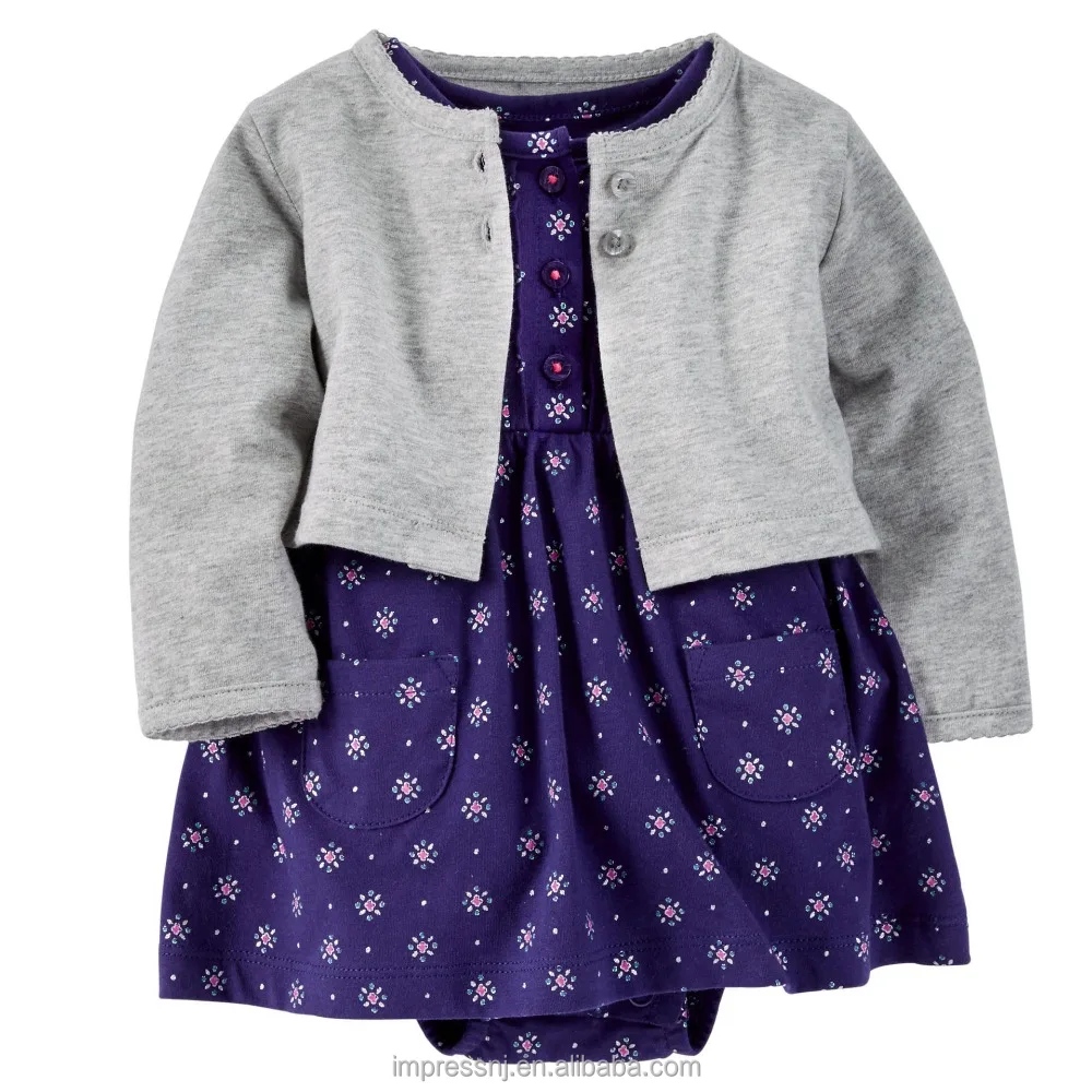 

wholesale Hight Quality Baby Girl 2 Piece Floral Dress with Cardigan, Mutil color