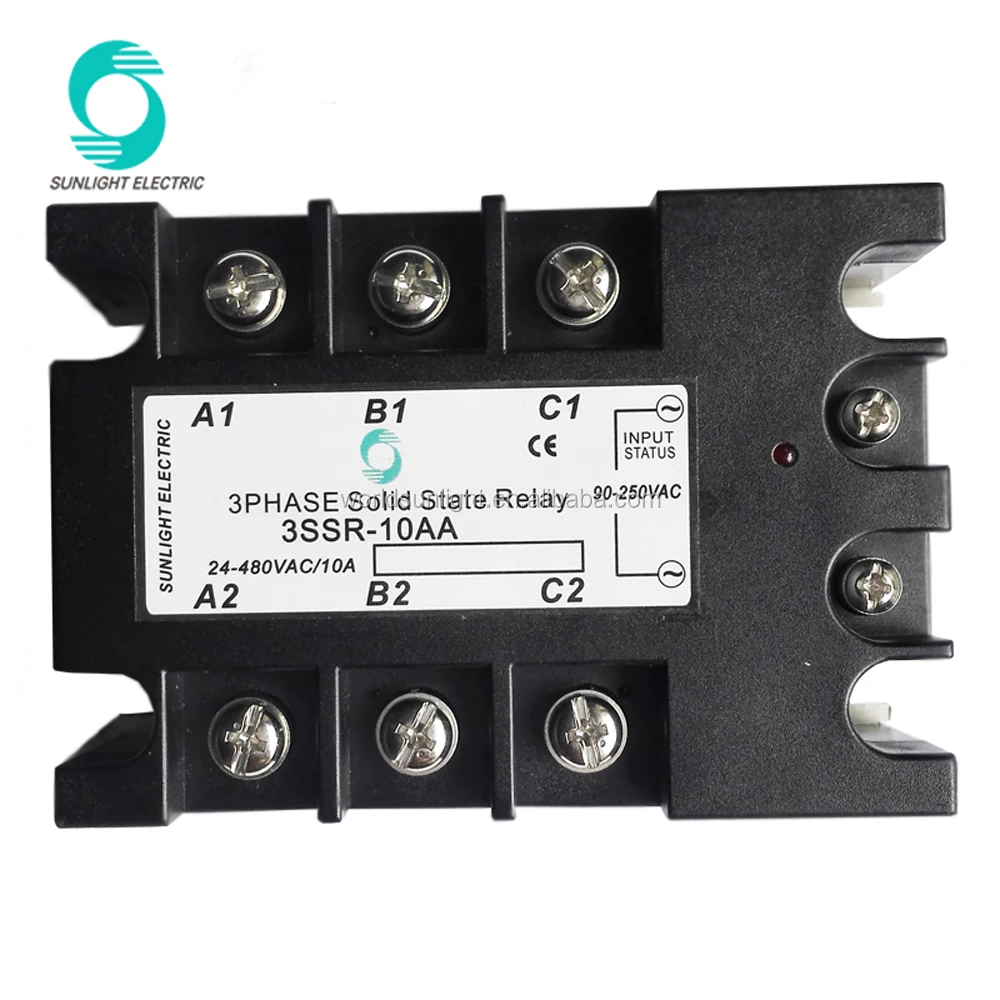 3SSR-10AA high power 10A input 90-250VAC output 24-480 AC 3 phase three phase ssr solid state relay