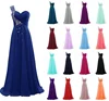 One Shoulder Beaded Long Women's Plus Size Chiffon Dresses Cheap Wholesale Yellow/White/Burgundy/Blue/Purple Bridesmaid Dresses