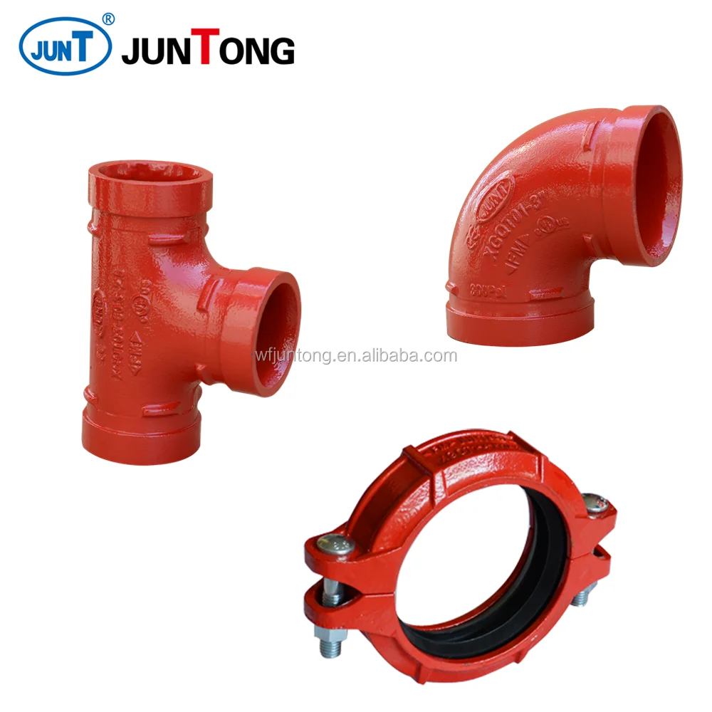 
FM UL CE approved ductile iron grooved fitting/reducer/reducing tee/flexible coupling/elbow/tee/cap 