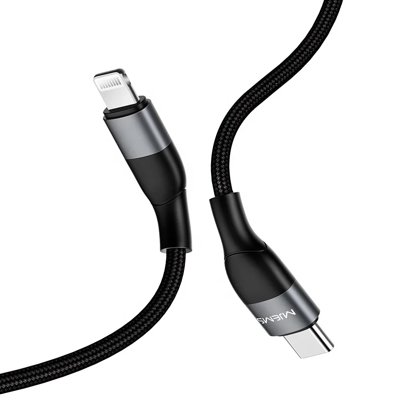 

USAMS US-SJ330 New design black 1.2m Type-C to Lighting Fast Charging Cable, Black/red/blue