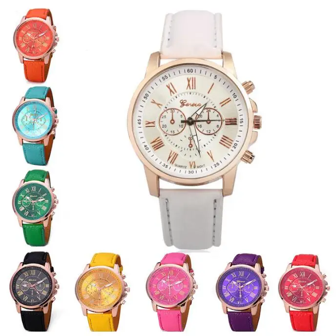 

Free Shipping Fashion Mens Womens Geneva Quartz Watch Analog Leather Strap Sport Wrist Watch ccw108