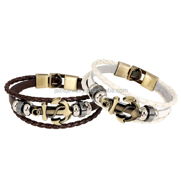 

Fashion Jewelry Multilayer Alloy Anchor Bracelet for Women Leather Bracelets & Bangles Men Jewelry, Picture