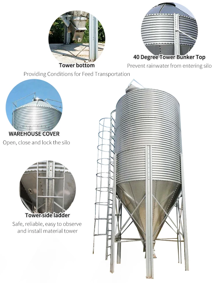 Galvanized Feed Bins Or Feed Tower For Pig Farm Project Grain Storage