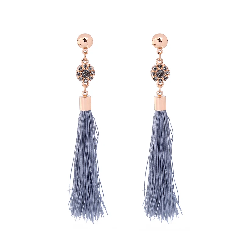 

ed00527b Small Colorful Flower Gold Plated Jewelry Long Pink Tassel Fashion Summer Earrings