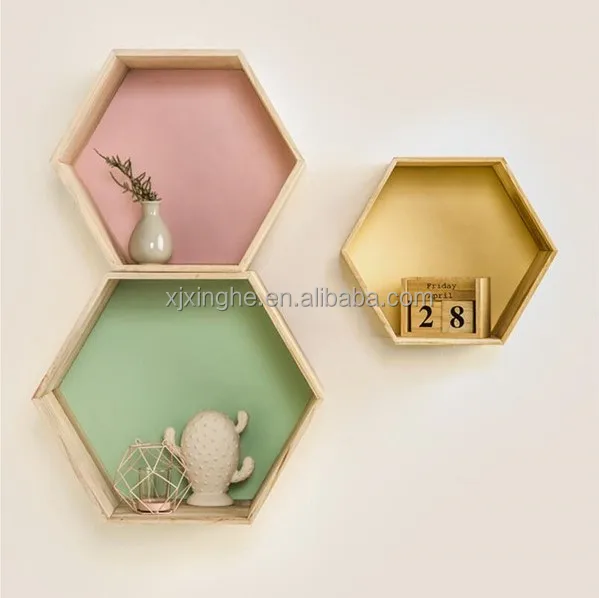 Floating Hexagon Wall Decor Modern Geometric Shelves Floating Hexagon Wall Decor Modern