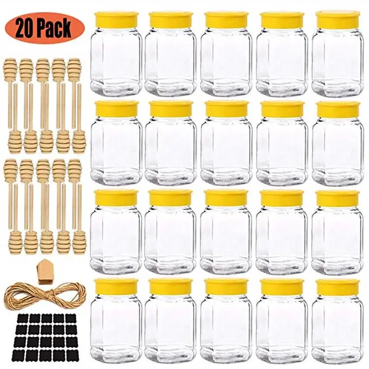 

12oz Glass Honey Jar with Lids, Honey Containers for Storing and Dispensing Honey on Your Favorite Foods or Drinks