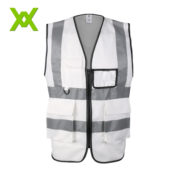 Custom Police 100 Polyester White Reflective Traffic Safety Vest With