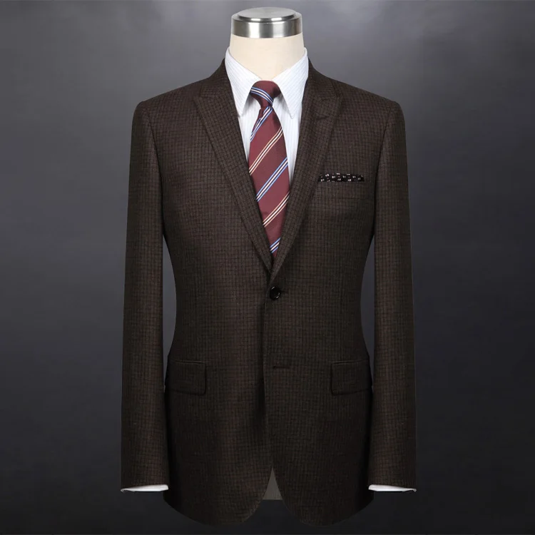 

Men's new style notch lapel suit 100% wool coffee two buttons blazer men fashion new