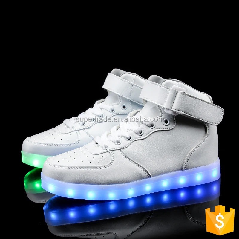 

Enough In Stock Unisex High Top USB Charging 8 Colors LED Shoes, Red,white, black