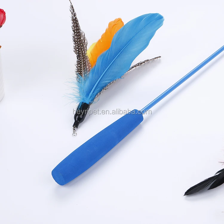 Fishing Cat 3pcs Replaceable Feather Head Wand Teaser Toys Interactive