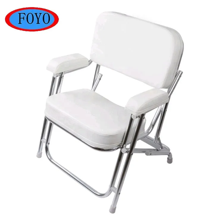 Boat Yacht Hardware Marine 304 Stainless Steel Silver And White Folding Deck Beach Chair With