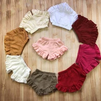 

new arrival solid cotton toddler baby girls ruffle shorts