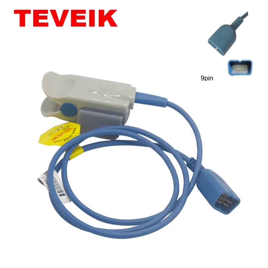 Nihon Kohden TL-101T / TL-201T Adult Finger Clip Spo2 Sensor probe 3ft for patient monitor