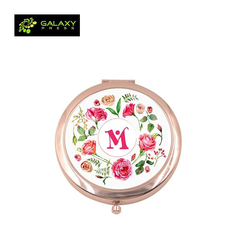 

Newest Type Personalized Sublimation Blank Metal Pocket Compact Mirror, Rose gold, gold, silver