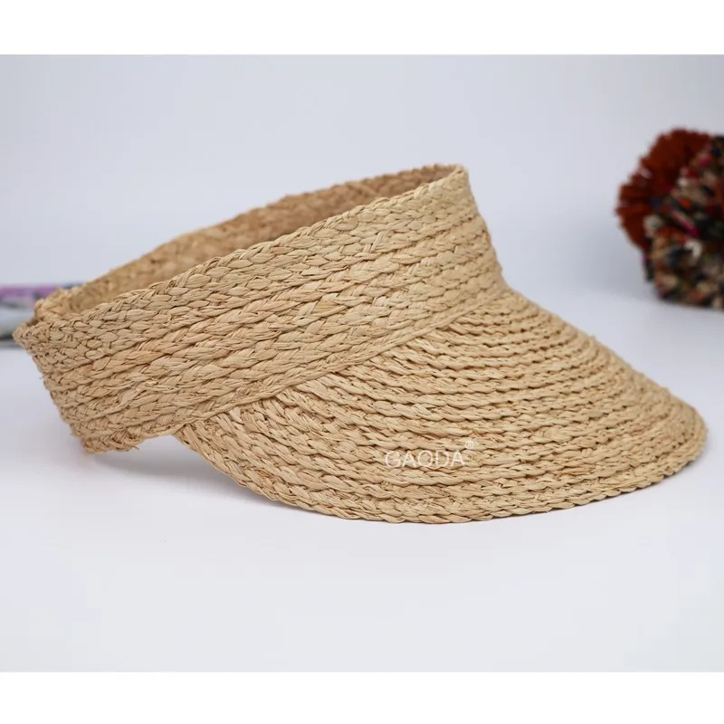 
Wholesale stylish lady hats raffia straw sun visor cap 