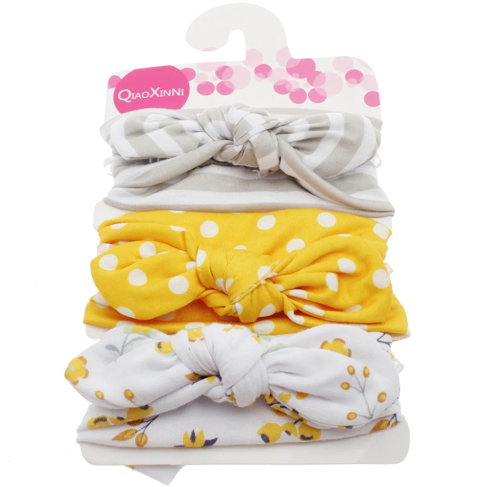 Wholesale Baby Hair Accessories 3 Pcs/card Kids Turban Knot Headband