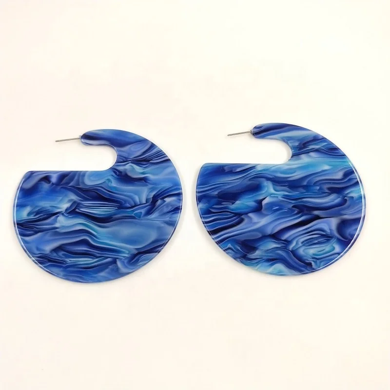 

c shape earrings  blue acetate earrings cellulose acetate jewelry 2018 new coming